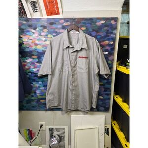 Vintage Unitog Budweiser Work Shirt Mens 19-19.5 Grey Red Pinstripe Union Made